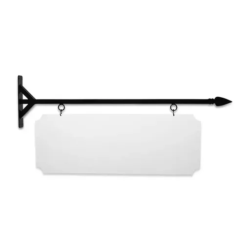 [SBSS-48SBS-KIT44-16-SH] 48" Wide Straight Shaft Bracket in  Black Powder Coated Steel with 16" Tall X 44" Wide X .080" Thick White Aluminum Sign Blank and 2 Black Powder Coated S-Hooks