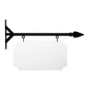 24" Wide Straight Shaft Bracket in  Black Powder Coated Steel with 12" Tall X 22" Wide X .063" Thick White Aluminum Sign Blank and 2 Black Powder Coated S-Hooks (Spear Finial)