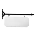 36'' Wide Straight Shaft Bracket in  Black Powder Coated Steel with 14'' Tall X 34'' Wide X .080'' Thick White Aluminum Sign Blank and 2 Black Powder Coated S-Hooks (Spear point)