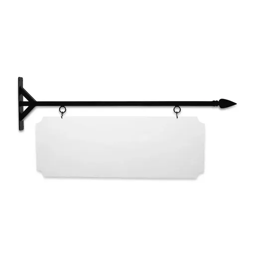 [SBSS-48SGS-KIT44-16-SH] 48'' Wide Straight Shaft Bracket in  Black Powder Coated Steel with 16'' Tall X 44'' Wide X .080'' Thick White Aluminum Sign Blank and 2 Black Powder Coated S-Hooks