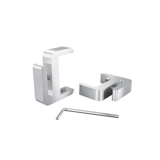 [CLP158A] "Set of 2,  Clamp, Aluminum Clear Anodized Finish, to Accommodate 1-1/2" to 1-5/8' Counters. Hold up to 1/4" material thickness M6 Set screw need 3mm Allen Wrench"