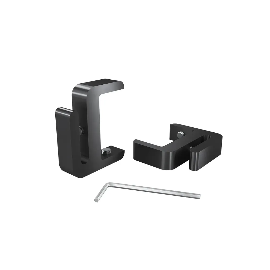 ''Set of 2,  Clamp, Aluminum Matte black Anodized Finish, to Accommodate 1-1/2'' to 1-5/8'' Counters. Hold up to 1/4'' material thickness M6 Set screw need 3mm Allen Wrench''