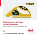 Olfa 75mm Circular Blade Yellow Safety Cutter