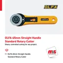 Olfa 45mm Straight Handle Standard Rotary Cutter