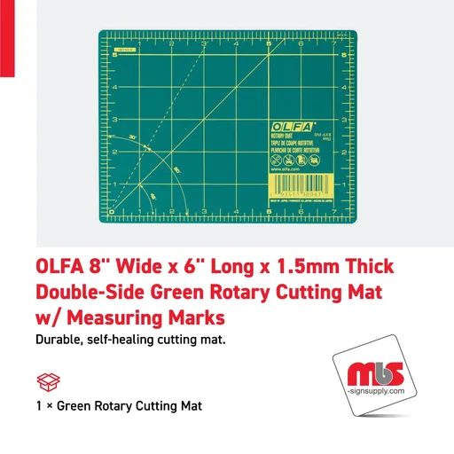[CT-0901] Olfa 8'' Wide x 6'' Long x 1.5mm Thick Double-Side Green Rotary Cutting Mat w/ Measuring Marks