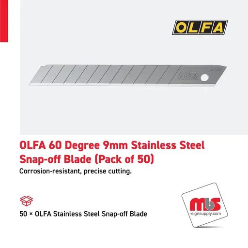 [CT-0512] Olfa 60 Degree 9mm Stainless Steel Snap-off Blade (Pack of 50)