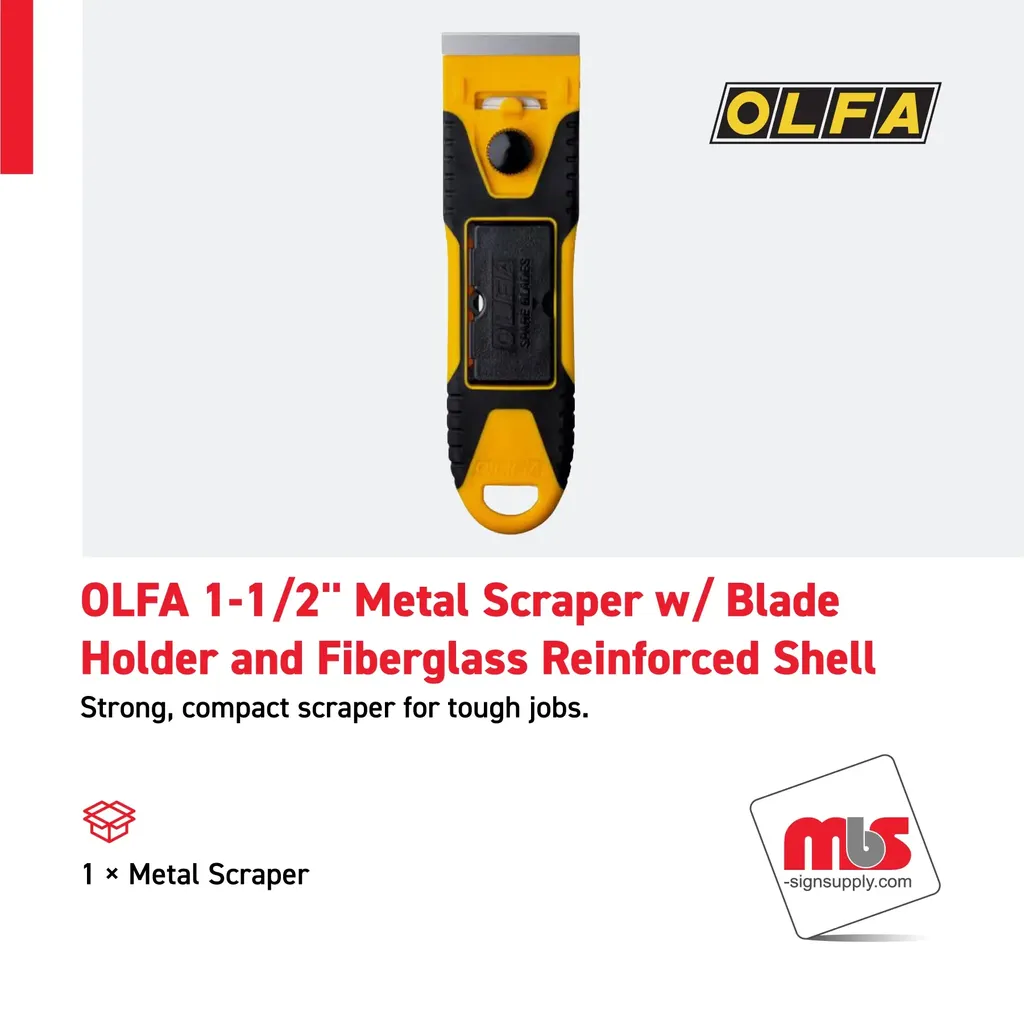 Olfa 1-1/2'' Metal Scraper w/ Blade Holder and Fiberglass Reinforced Shell