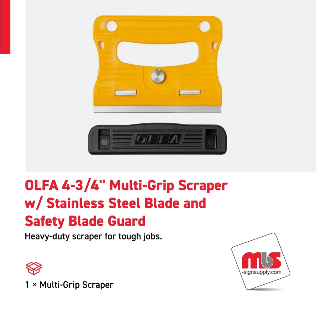 Olfa 4-3/4" Multi-Grip Scraper w/ Stainless Steel Blade and Safety Blade Guard