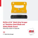 Olfa 4-3/4'' Multi-Grip Scraper w/ Stainless Steel Blade and Safety Blade Guard