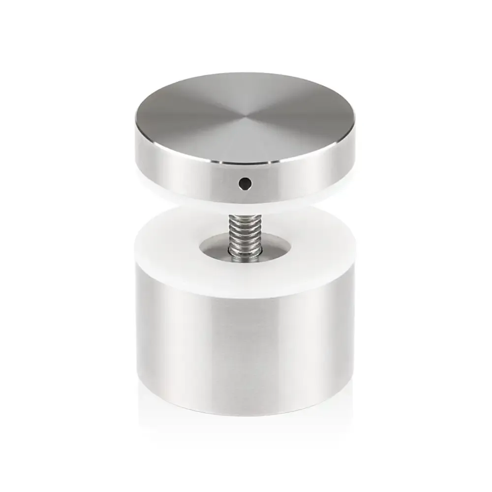 2'' Diameter 304 Stainless Steel Satin Brushed Glass Standoff [Required Material Hole Size: 7/16'']