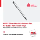 Avery Silver Metal Air Release Pen, for Bubble Removal on Vinyl 