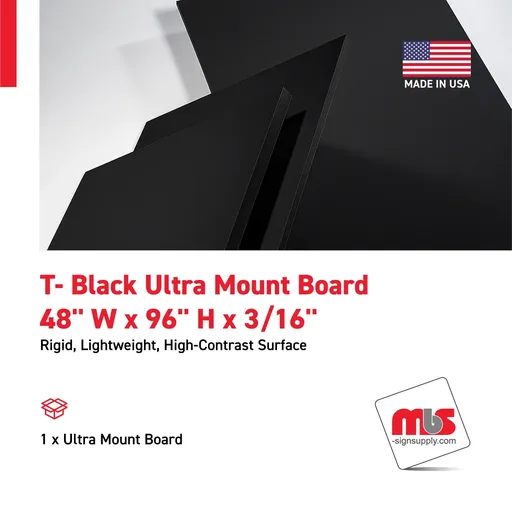[FC9001-4896B] 48" W x 96" H x 3/16" T- Black Ultra Mount Board