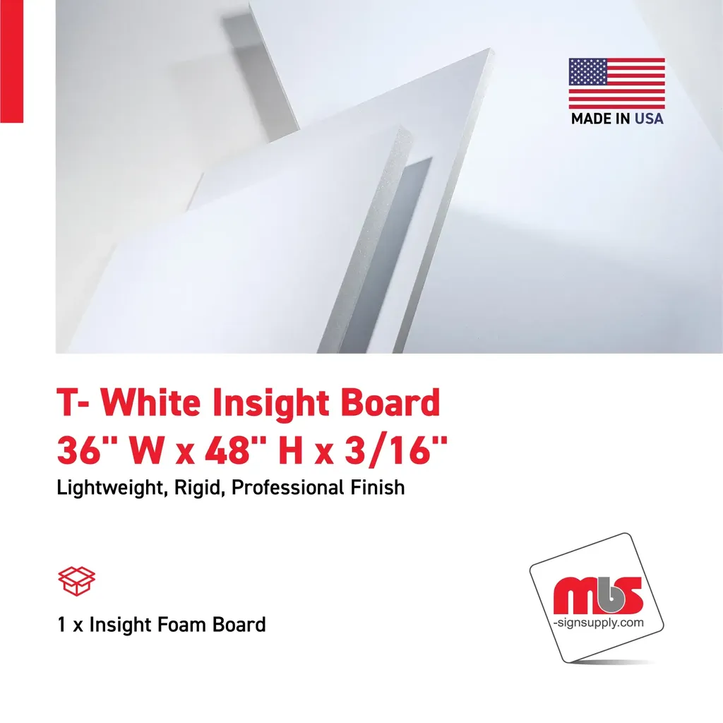 36" W x 48" H x 3/16" T- White Insight Board
