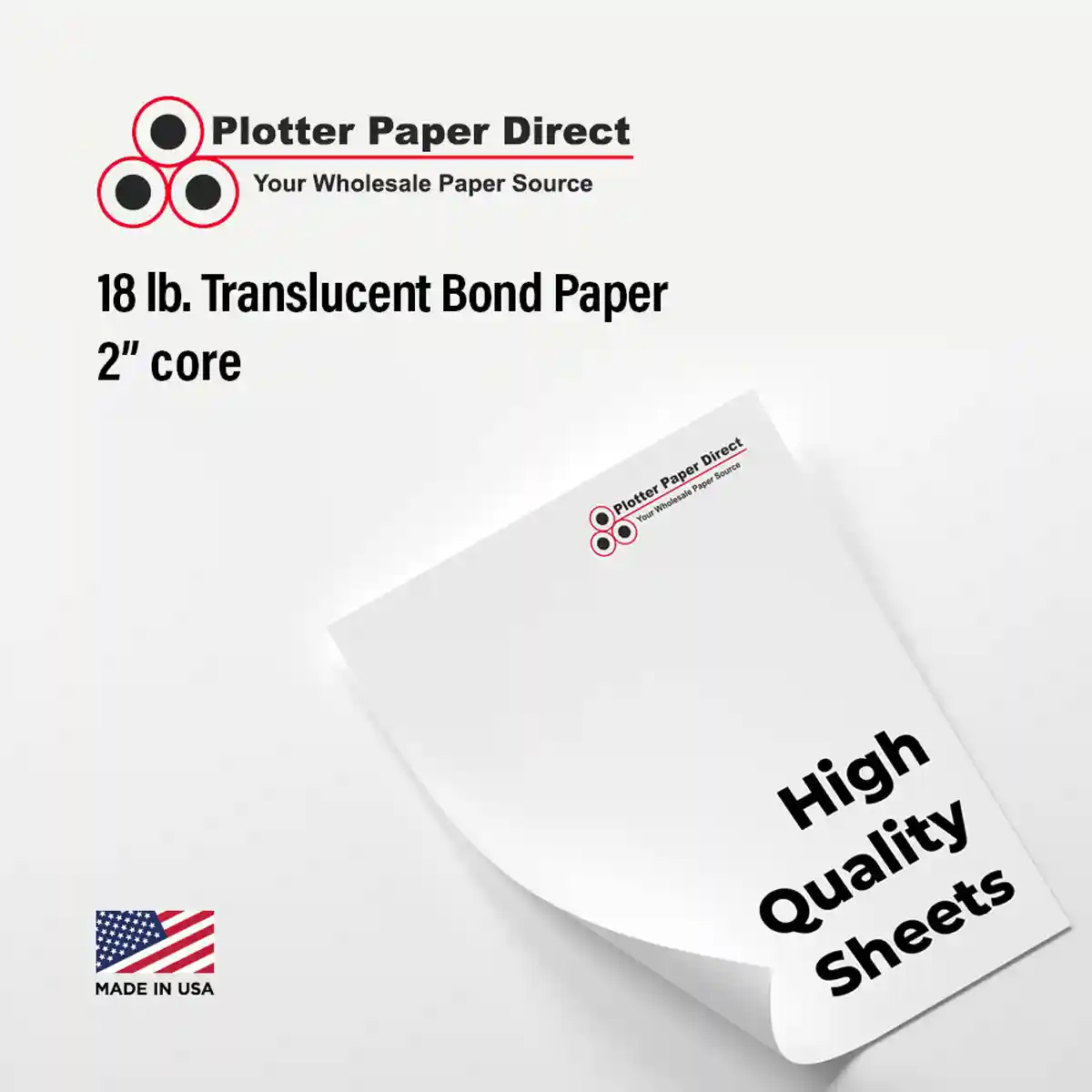 24" W x 36" H - 18lb Translucent Bond Paper Sheets (100 Sheets)