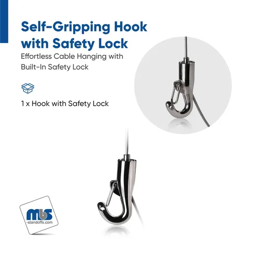 [GH0015] Self-Gripping Cable Hook with Safety Lock (For Cable Diameter 1/16" (0.06")