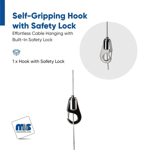 [GH0012] Self-Gripping Hook with Safety Lock  (For Cable Diameter 0.06" to 0.08")