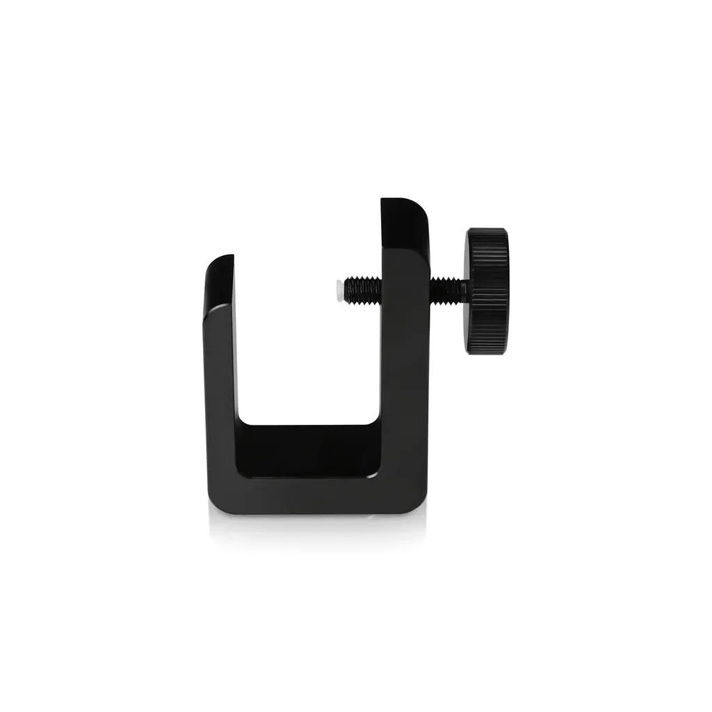 ''Set of 2,  Clamp, Aluminum Matte black Anodized Finish, to Accommodate 1'' to 1-1/8'' Counters. Hold up to 1/4'' material thickness M6 Set screw need 3mm Allen Wrench''