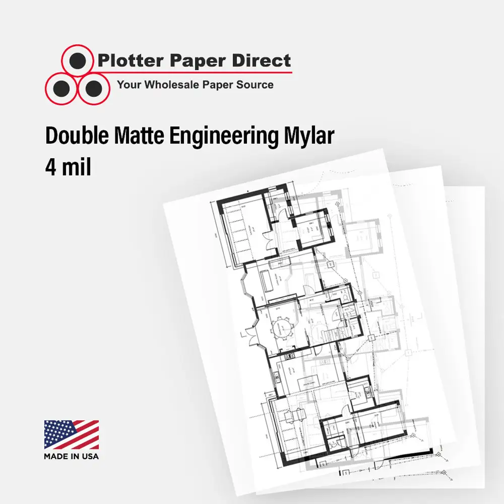 12" W x 18" H - Double Matte Engineering Mylar (25 Sheets)