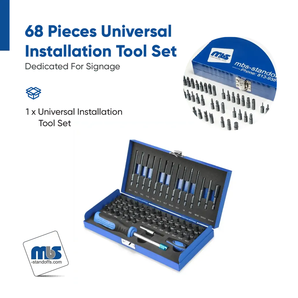 (68 Pieces) Universal Installation Tool Set Dedicated For Signage