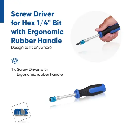 [61300] Screw Driver for Hex 1/4'' Bit with Ergonomic rubber handle