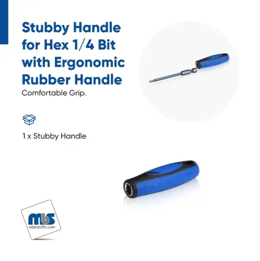 [61200] Stubby Handle for Hex 1/4 Bit with Ergonomic rubber handle