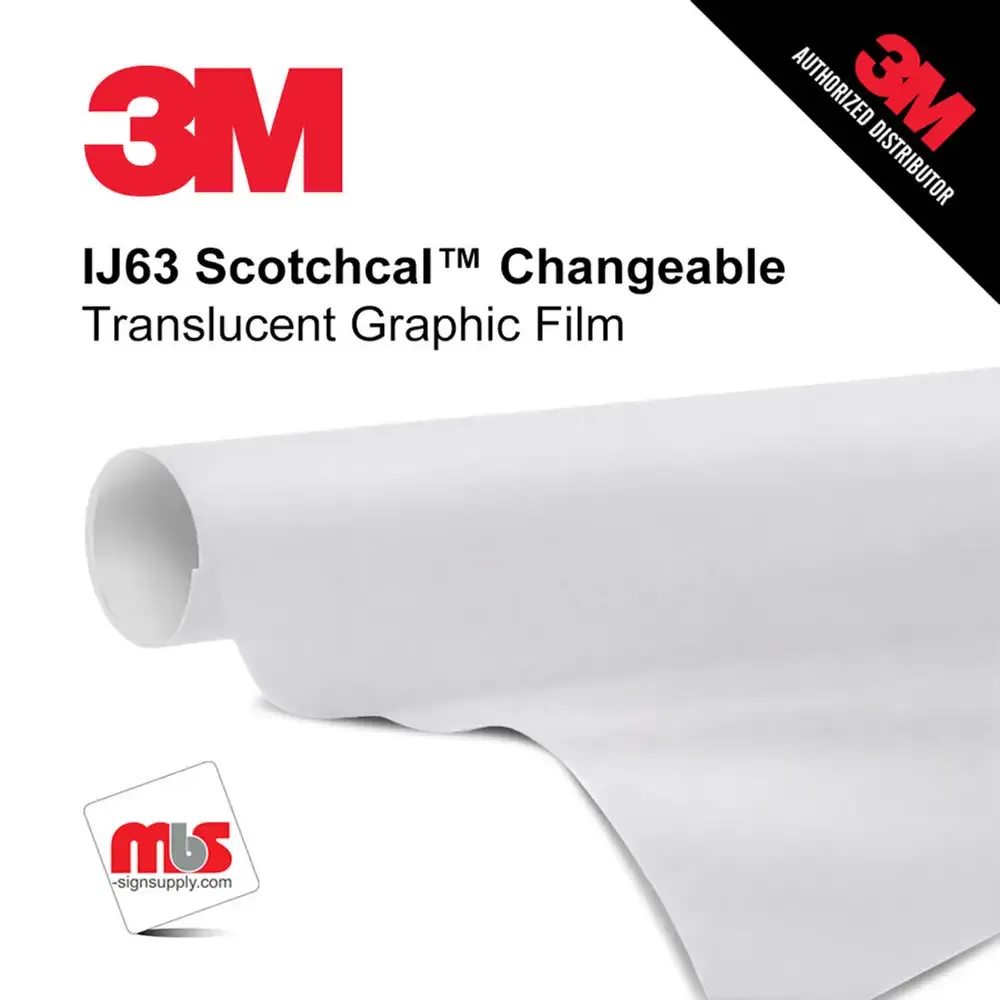 54" x 50 Yards 3M™ IJ63 Scotchcal™ 3.2 Mil Calendered Unpunched 1 year Indoor/Outdoor Matte White Printable Vinyl (Color Code 020)