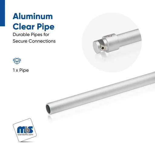 [PIPE-16A] 5/8'' Aluminum Clear Anodized Pipe Thick: 1/16'' (1.5mm) , Length: 36'' (Inside use only)