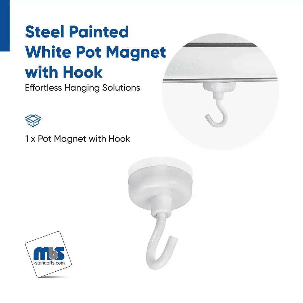 3/4" Pot Magnet with Hook white painted (Inside use only)
