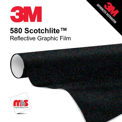 [3M580-085-250] 02'' x 50 Yards 3M™ 580 Scotchlite™ Gloss Black 5 year Unpunched 7 Mil Graphic Vinyl Film (Color Code 085)